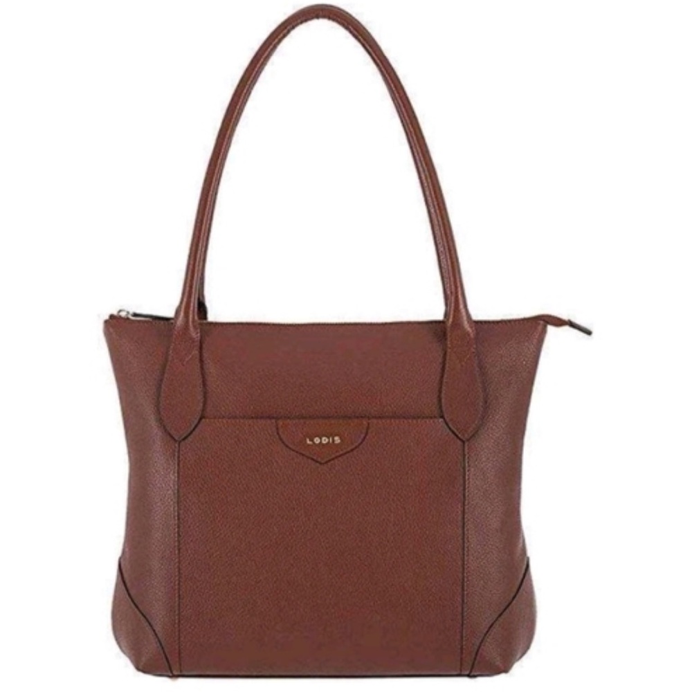 Lodis Siera Leather Chocolate Brown Pebbled Everyday Tote Bag